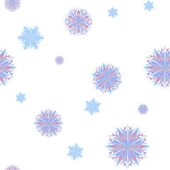 Seamless background from multi-colored crystal snowflakes