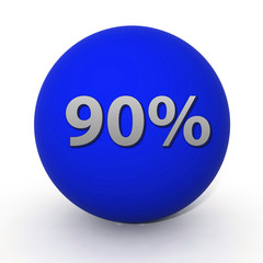 Ninety percent circular icon on white background