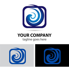 Spiral swirl in square rectangular logo element