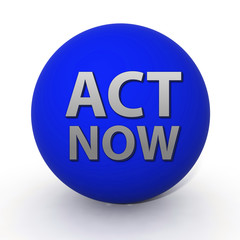 Act now circular icon on white background