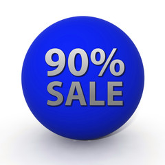 Sale ninety percent circular icon on white background