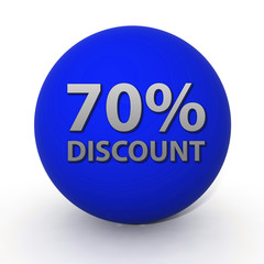Discount seventy percent circular icon on white background