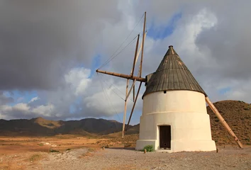 Foto auf Alu-Dibond Mühlen Molino de Genoveses Himmel mit Wolken Almería 5623-f14