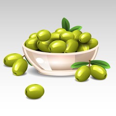 Green olives on a plate