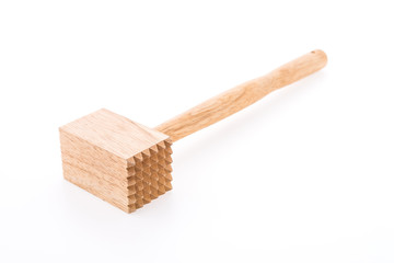 Meat wood hammer isolated on white background