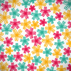 Abstract colored futuristic flowers on the gray background