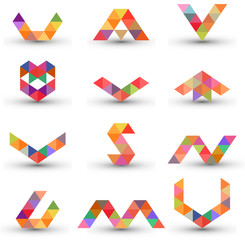 Set of abstract design elements, letters