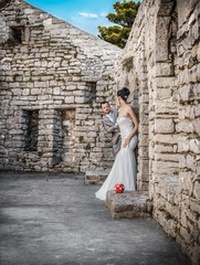 Wedding shot of bride and groom