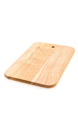 Wooden cutting board isolated on white background