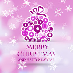 winter card with violet dotted ball