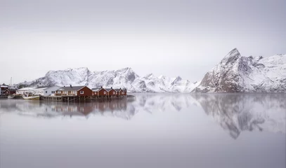 Fotobehang Scandinavië Zonsopgang boven Hamnoy, Noorwegen