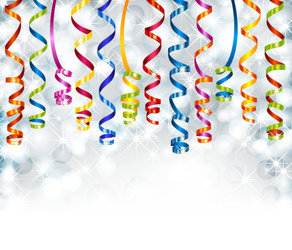 Background with lights, snowflakes and serpentine