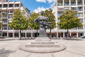 Monument to Carlo Battaglini in the center of Lugano