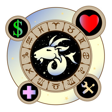 signs of the zodiac icons medicine, work, heart, Finance