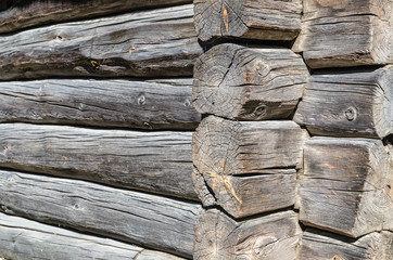 Angle old log home, close up
