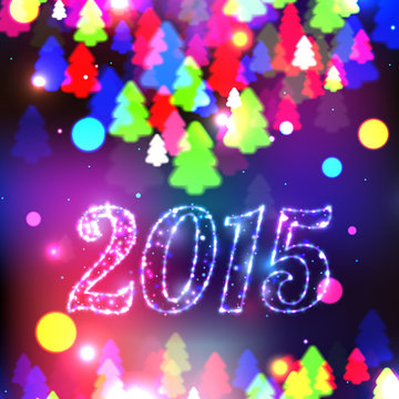 Merry Christmas 2015 celebration concept with xmas tree lights.