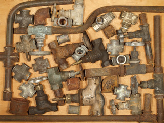 Old and rusty fittings and valves.
