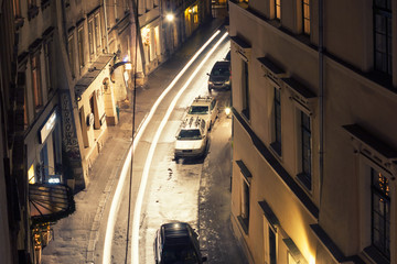 Fototapeta small Krakow street at night obraz