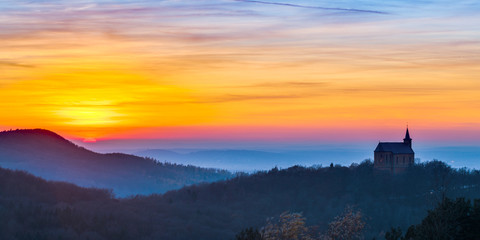 Sunset behind Guegel church