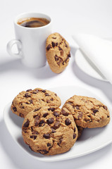 Chocolate cookies and coffee