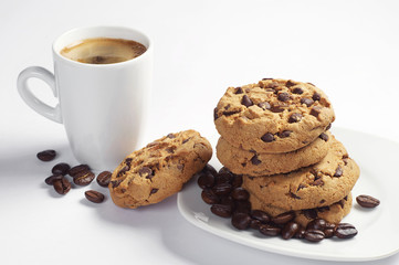 Cookies in plate and coffee cup