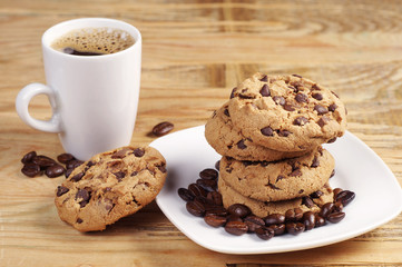 Cookies in plate and coffee
