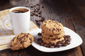 Cookies in plate and coffee cup