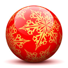 Rote Kugel, Schneeblume, Textur, Schneeflocke, Red, Sphere, 3D