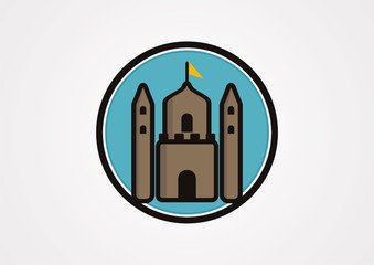 Line castle icon logo vector