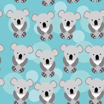 koala Seamless pattern with funny cute animal on a blue