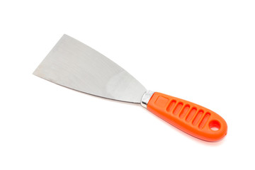 Metal spatula on a white background