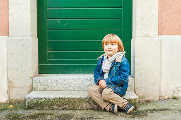 Fashion portrait of adorable toddler boy