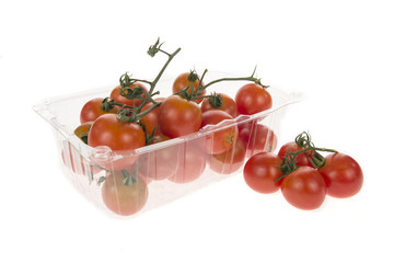 cherry tomatoes in a plastic box