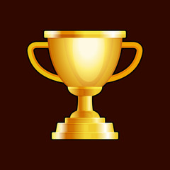 Winner Gold Cup on Dark Background. Vector