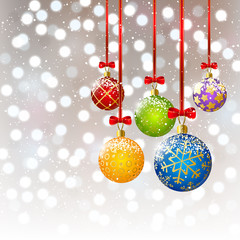 Xmas balls on bokeh background