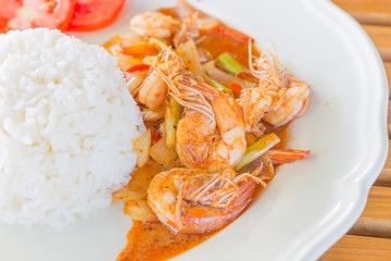 Deep fried prawns with garlic and pepper,Thai food