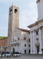The new dome of Brescia and the tower of the Palazzo Broletto