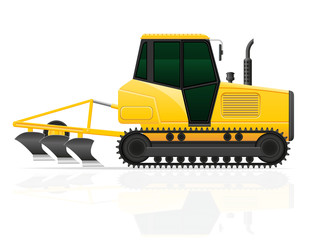 Obraz na płótnie Canvas caterpillar tractor with plow vector illustration