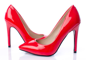 Red shoes with high heels