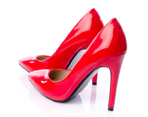 Red shoes with high heels