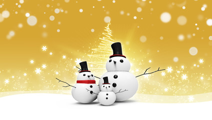 snowman family with light star