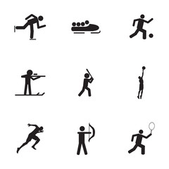 Vector black sport icons set