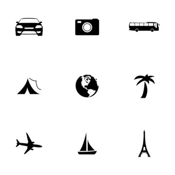 Vector black travel icons set