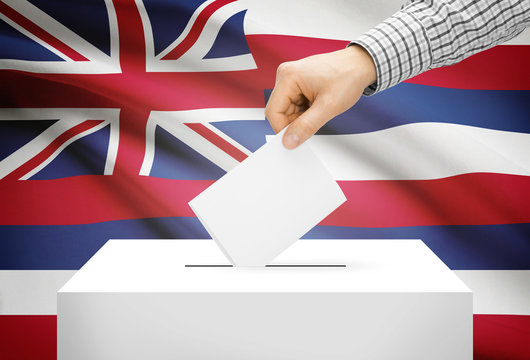 Ballot box with national flag on background - Hawaii