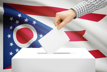 Ballot box with national flag on background - Ohio
