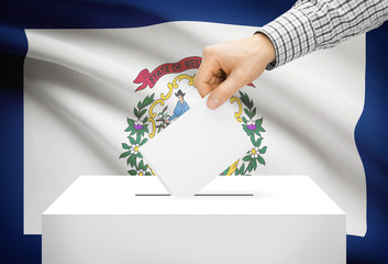 Ballot box with national flag on background - West Virginia
