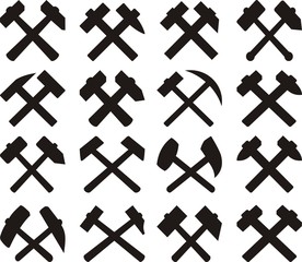 Crossed miners hammers set