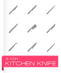 Vector kitchen knife icon set