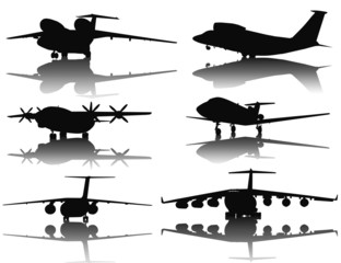 Aircraft vector silhouettes collection
