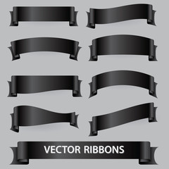 black funeral  various ribbon banners set eps10 - 73786053